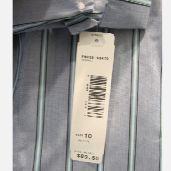 NWT $89 P10 PENDLETON blue turquoise navy COTTON+SILK button down TUNIC shirt - Picture 7 of 9